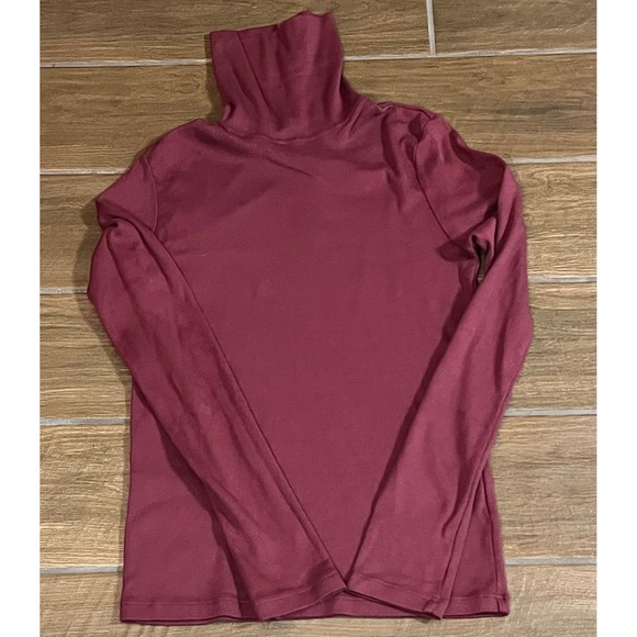 American Giant Sweaters - American Giant Burgundy Ribbed Turtleneck Long Sleeve Top Made in USA Small